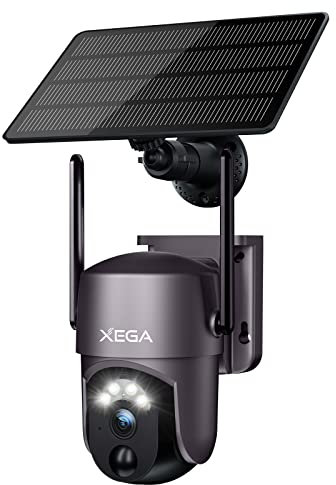 Xega Solare Überwachungskamera Aussen kabellos, 2K Super HD PTZ CCTV Kamera WLAN Überwachungskamera Heim Sicherheit Farbe Nachtsicht PIR Personenerkennung Zwei-Wege-Audio