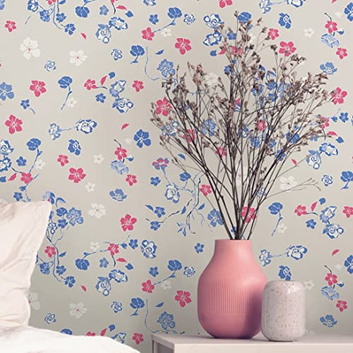 Papier peint floral beige bleu – Livingwalls House of Turnowsky 389073 – Papier peint floral non tissé – 10,05 m x 0,53 m fabriqué en Allemagne