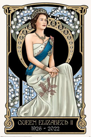 empireposter Art Nouveau - Queen Elizabeth II 1926-2022 Poster Plakat - Grösse 61x91,5 cm