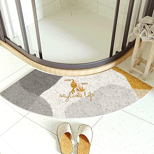 KAYBTNT Eckdusche Duschvorleger, 100 x 45 cm Badezimmerteppich Gebogene Badematte, Halbrund Duschvorleger, Waschbar Badvorleger rutschfest Duschmatte Badteppich,Style i