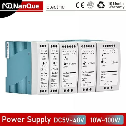 Generic AC to DC Power Supply Narrow 10W 20W 40W 60W 100W Switching Power Supply DC5V 12V 24V 36V 48V Voltage DIN RaiL AC110V 220V Input nque/50/60Hz/single/0-50A/MDR/51 - 100W/DC12V 100W 8.3A/AC100-2
