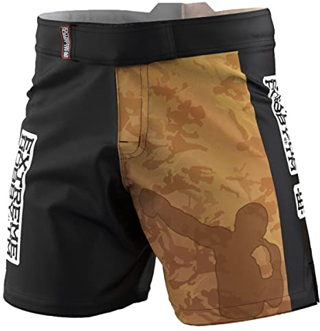 Extreme Hobby Sportshorts Männer, Athletic Shorts, Kurze Hosen Herren, Kampfsport, MMA Model: Golden Warrior, Farbe: Schwarz