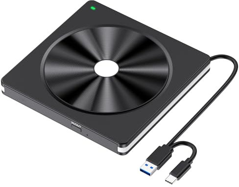 Aumdie Externes CD/DVD Laufwerk für Laptop, CD Laufwerk Extern USB 3.0, DVD Laufwerk Extern USB C Externer CD/DVD Brenner für Laptop PC Windows 11/10/8.1/7 Linux Mac OS MacBook Externes Laufwerk