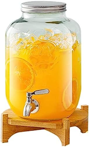 DLUXCA With Base Glass Wine Barrel Bubble Wine Bottle With Faucet Homemade Beverage Barrel Beer Fruit Tea Barrel Can Coke Barrel Container