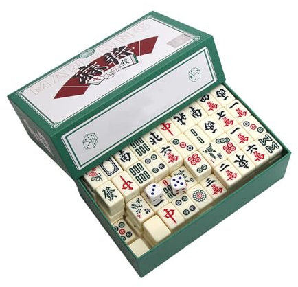 XPJBKC Jeu de Mahjong Portable - Mini Set Chinois Avec 144 Tuiles et 2 Dés - Adapté aux Jeux de Famille, Réunions, Fêtes d'Amis