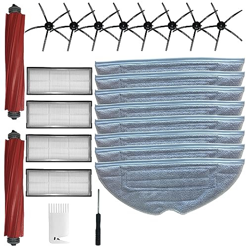 Comedes 24-teiliges Zubehör-Set für Xiaomi Roborock S7 S7+ S7 Plus S7 MaxV S7 Pro S7 MaxV Ultra T7 T7S Plus Saugroboter (Inkl. Seitenbürsten, Tücher, Hepa Filter, Hauptbürste, Sonderzubehör)