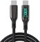 RLS USB C to USB C Charger Cable 100W 5A USB Fast Charging Type C Cable with LED Display 2m Phone Charger USB-C Data Lead Samsung S22 Ultra MacBook Pro iPad Air Switch PS5 Pixel 7 Huawei etc