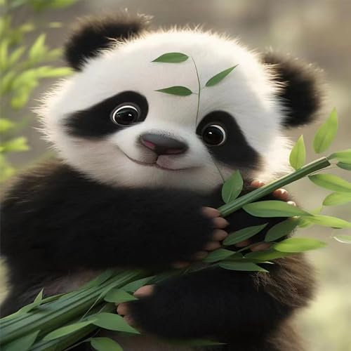 Xxzfcy Diamond Painting Kit, 5D Diamant Painting Bilder, Panda Diamant Malerei Kristall Kreuzstich Stickerei Bilder Malen nach Zahlen für Kinder Erwachsene Zuhause Wanddekoration, 30x40cm