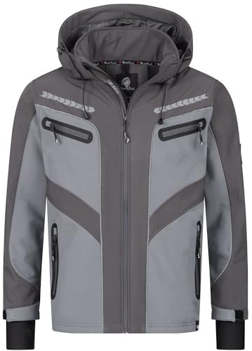 Rock Creek Herren Softshell Jacke Outdoor Jacke Windbreaker Übergangsjacke Anorak Kapuze Regenjacke Winterjacke Herrenjacke Jacket H-314 Grau S