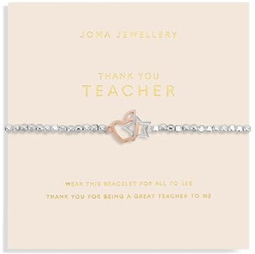 Joma Jewellery FOREVER YOURS THANK YOU TEACHER Silver and Rose Gold Plated Bracelet 17.cm stretch