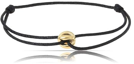 Made by Nami Bracciale in corda regolabile per uomo e donna - Bracciale in corda fatto a mano - Bracciale in corda nylon con anello in acciaio inossidabile - Bracciale in corda unisex (Nero Oro)