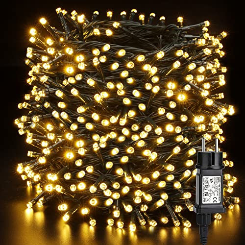 PhilzOps Weihnachten Lichterkette Außen, 100M 1000 LED Weihnachtsdeko Beleuchtung Indoor 8 Modi Strombetrieben Wasserdicht Dekorative Lichter für Außen Garten Balkon Zimmer Hochzeit Party, Warmweiss