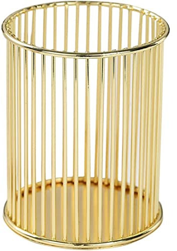 Jeorywoet Gold Metal Pen Holder for Desk, Gold Makeup Brush Organizer, Metal Pencil Cup Holders,Makeup Brushes Cup, Pencil Holders, Office&Home Organizer, Pot Pen Holder