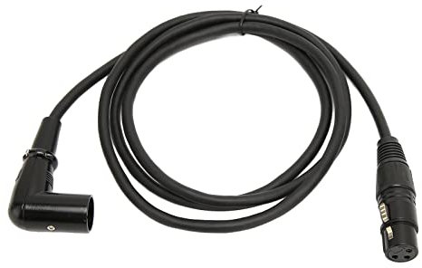 Tbest XLR-Kabel, Rechtwinkliges M-zu-Fem-XLR-Kabel, 3-polig, 1,5 m