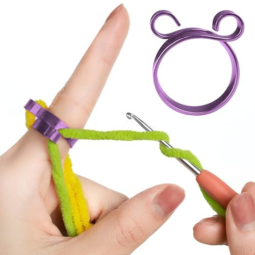 Morycraft Häkel-Spannring für Finger, Links- und Rechtshänder, Geburtstags-Häkelgeschenke für Häkeler, Stricker, Adjustable, Aluminium