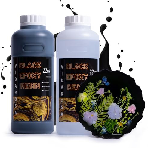 VIDA ROSA Epoxidharz Schwarz Epoxidharz Set 44 OZ/1200 ml Hochglanz UV Beständig Epoxidharz Set für DIY Handwerk Geschenke, Schmuckherstellung, Selbstnivellierendes Harz
