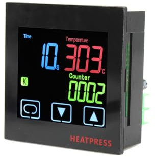 Ohsilv Controlador de Temperatura de Estampado en Caliente con Temporizador y Función de Contador, Alarma de Tiempo, Máquina de Prensado en Caliente, Termostato Negro