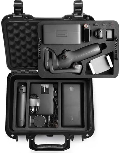 LEKUFEE Wasserdichter Hartschalenkoffer für DJI Osmo Mobile 6, Osmo Mobile 5 Gimbal-Stabilisator, DJI Mic Mini,DJI Mic 2 und Zubehör (Nur Koffer)
