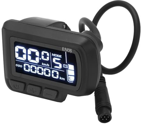 Bike Display Meter, 24V 36V 48V 60V 6pin Waterproof EN06 LCD Speedmeter Electric Bike Display Panel with Light Connector for 22.2mm Ebike Scooter Handlebar