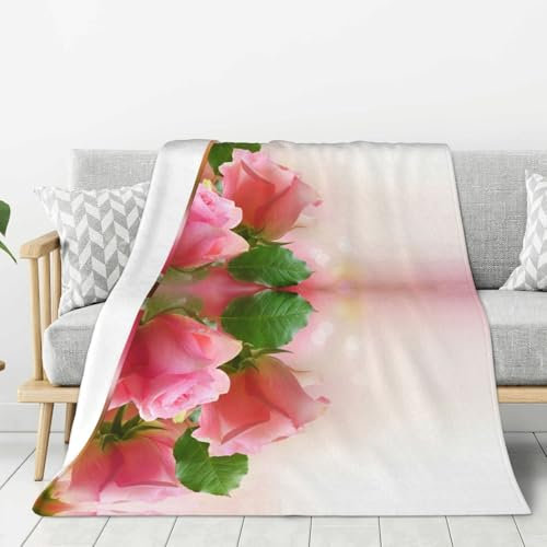 Dnbclezk Couverture lestée en flanelle douce avec motif roses, couverture de canapé, de lit, couverture pour toutes les saisons