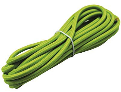 Cable decorativo de tela 2x0.75mm, 5 metros, color verde, ideal para iluminación y diseños en hogar y eventos.