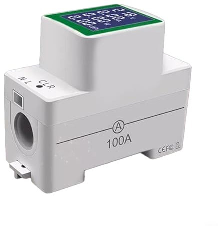 HEIBTENY Stromzähler Hutschiene DIN-Schienen-Multimeter LCD-Display AC 50‑300V Digitales Messgerät 100 A für Schienenmontage Spannung Strom Leistungstester