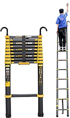 Scala telescopica in alluminio per camper, tenda da tetto, mansarda, 4,7 m, scala telescopica con gancio staccabile, capacità di carico 150 kg