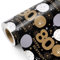 WRAPAHOLIC Geschenkpapier zum 80. Geburtstag, Mini-Rolle, 43,2 cm x 10,2 m, schwarz-goldenes Ballon-Design für Geburtstag, Party, Urlaub