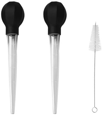 3 PCS Turkey Baster Set Includes 2 Pcs Durable baster and 1 Pcs Cleaning Brush, Heavy Duty Baster for Cooking, Perfect for Basting Turkey, Chicken, and Roast Meats