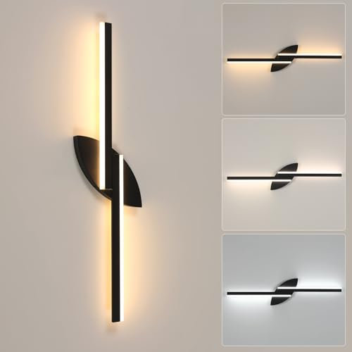 Toolight LED Wandleuchte Innen Schwarz, 80CM Modern LED Lange Wandlampe 3000K/4500K/6500K, 14W 1575LM Kreative Wandbeleuchtung Lange aus Acryl Für Schlafzimmer Wohnzimmer Treppe Korridor Küche