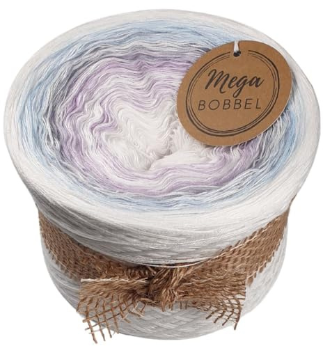 MegaBobbel*Wintermorgen*A101* Farbverlaufsgarn - Lace Garn Bobbel Wolle zum Häkeln & Stricken - 50% Baumwolle/50% Polyacryl (3 fädig, 1500m)