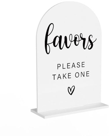 Acrylic Wedding Sign, Bridal Shower Decorations, Favors Please Take One Sign for Ceremony, Modern Font Table Signs, Acrylic Table Top Signs for Wedding Reception and Event Party (White)