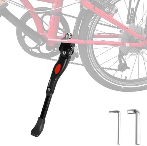 Shyllin Réglable Béquille Velo, Béquilles de Vélo avec Pied en Caoutchouc Antidérapant et clé Allen, Adulte Unisexe, pour 20-26 Vélo, BMX, MTB