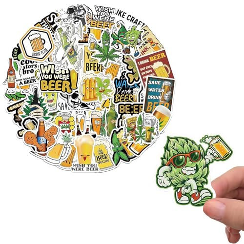 Omeblos Kids Stickers,Laptop Stickers,Waterproof Vinyl Laptop Stickers for Children,Funny Beer Cartoon Stickers for Laptop Skateboard Water Bottle Guitar Travel Gift Car Cup Luggage Phone 50 Sheets