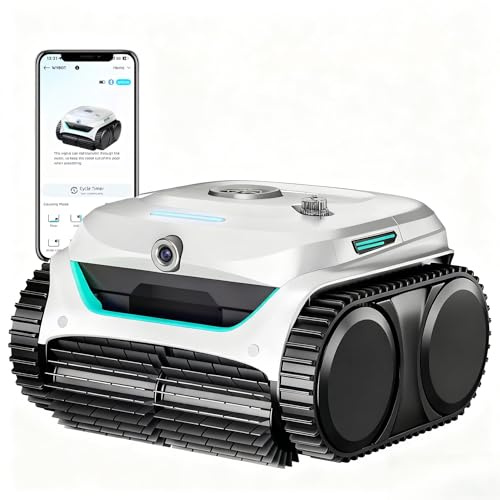 WYBOT (Nouveau Modèle) Robot Piscine sans Fil C2 Vision-A avec caméra IA, Filtration Ultra-Fine, Forte Aspiration, Nettoyage Fond/parois & Ligne d’Eau, Navigation Intelligente – Blanc