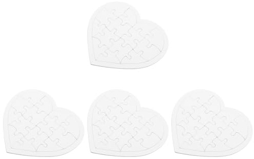 Hohopeti Kinder 4 Stück Herzform Selbstgemacht Malpuzzle Aus Karton Blanko Puzzle Zum Bemalen Bastelspielzeug Für Feinmotorik Und Gehirnentwicklung
