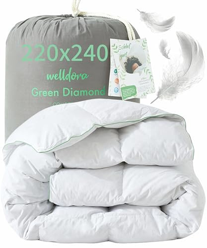 Welldora Komfort Bettdecke 260x240 | Extraweiche Federn & Daunen | Fachärztlich geprüft, Oeko-Tex, Allergiker | RDS Zertifiziert für Tierwohl | Ganzjahres Federbett Daunendecke