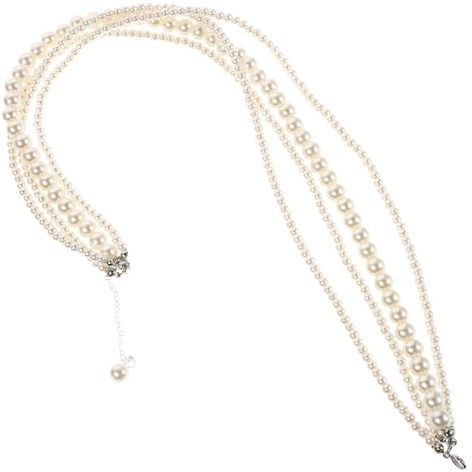Ciieeo Mehrreihige Perlenkette Damen Kunstperlen Halskette Vintage Stil Vierlagiger Halsschmuck Modischer Schmuck für Partys und Bankette