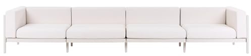 Beliani 4-Sitzer Gartensofa Kunststoff-Gestell beige mit Polsterung Hellbeige Ferretti