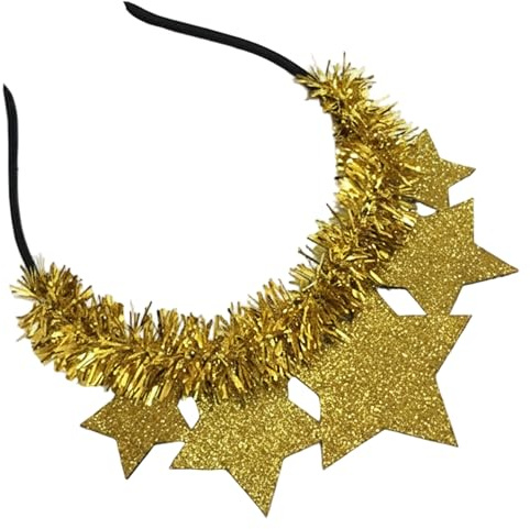 Sternen-Haarreif goldener Sternen-Haarreif glitzernder Lametta- Pailletten- für Silvester Feiertage Geburtstagspartys