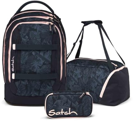 Satch Pack Schulrucksack Set 3tlg. inkl. Schlamperbox und Sporttasche (Midnight Jungle)