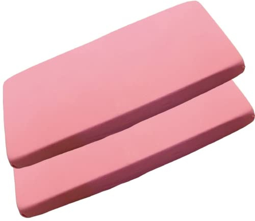 Sasma Home - 2 x Cot Bed Fitted Sheets 100% Cotton Very Soft (70 x 140 cm) (Pink)