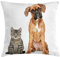 ABAKUHAUS Boxer-Hund Kissenbezug, Katze Hund Tierfreund-, Wasser und Schmutz resistent Stoff Digital Druck Für den Innen oder Außen Bereich, 50 x 50 cm, Braun Beige