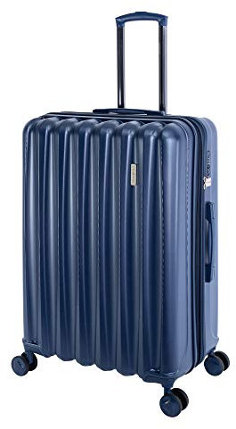 Travelhouse %Sale Porto - Hartschalen-Koffer Koffer Trolley Rollkoffer Reisekoffer Erweiterbar Vergrößerbares Gepäck, 4 Rollen, 76 cm, 105 Liter, Blau