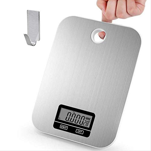Bilancia da cucina digitale, 5 Kg / 1G, da parete, con funzione peeling retroilluminazione LCD, cucina casalinga, passaggio da G, Ib, Oz, Fi.Oz, Kg e Ml, facile da pulire