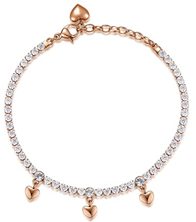 Brosway Bracciale Donna in Acciaio | Bracciale Con Cubic Zirconia E Simbolo Cuore | Collezione Desideri - BEI025