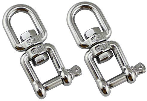 POFET 2 Stück Drehgelenk-Ring, 8 mm, robust, 304 Edelstahl, Seilwirbel, 304 Edelstahl Drehgelenk für Hängende Schaukel Sandsack und Diverse Drehbare Aufhängungen
