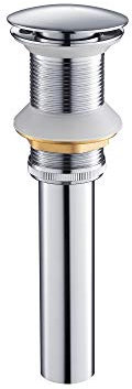 Aqua Bagno | Solo Ablaufgarnitur Chrom für Waschbecken ohne Überlauf, Pop-Up Ventil, genormtes Einbaumaß
