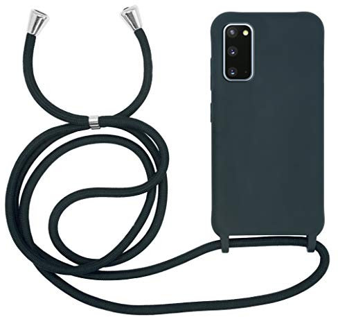 MyGadget Handykette für Samsung Galaxy S20 - [ Hülle mit verstellbaren Band ] - TPU Handyhülle mit Handyband zum Umhängen - Kordel Schnur Case Schutzhülle - Dunkel Grün