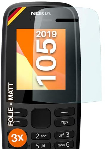 moex FlexProtect matte Schutzfolie für Nokia 105 (2019) Displayschutz Folie matt gegen Reflexionen, Anti Reflex Handyfolie mit Sonnenschutz, Kompatibel mit jeder Handyhülle, 3 Stück